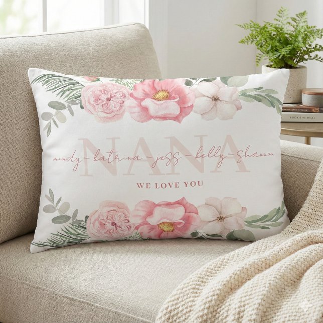 Nana Personalized Floral Lumbar Pillow (Let your Nana know how special she is with this personalized throw pillow! )