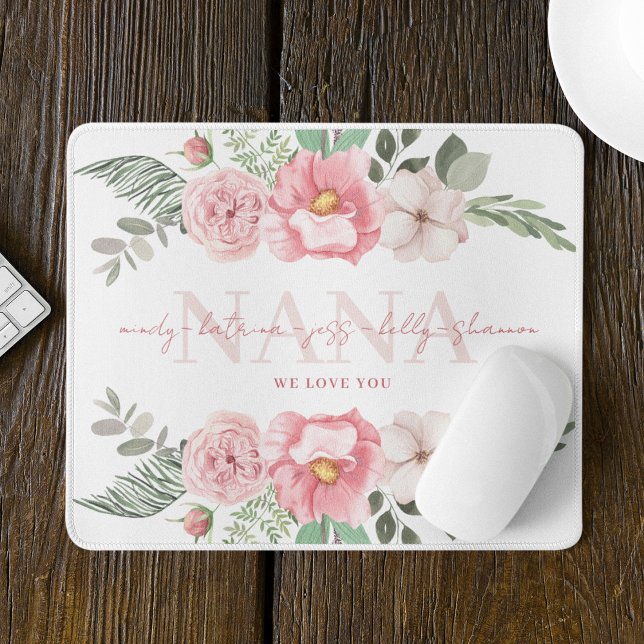 Nana Personalized Floral Mousepad (Celebrate your Nana with this personalized floral mouse pad! )