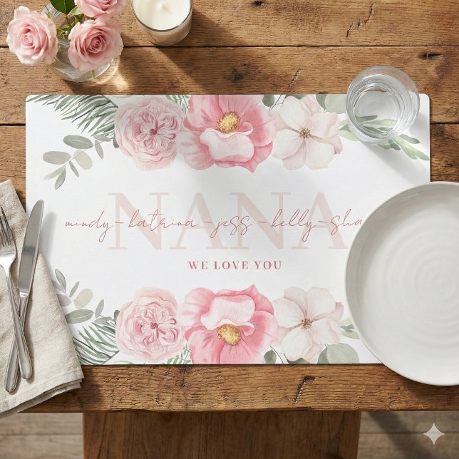 Nana Personalized Floral Placemat (Let your Nana know how special she is with this lovely personalized place mat! )