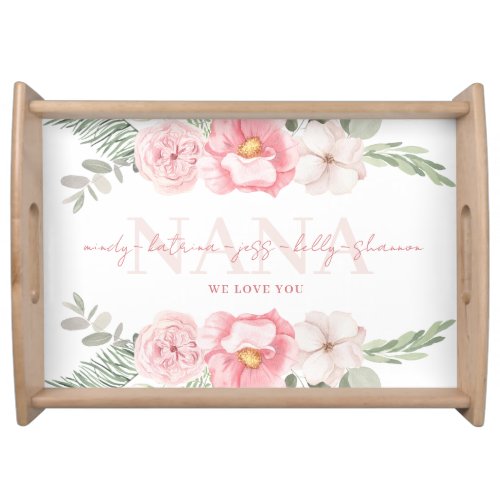 Nana Personalized Floral Serving Tray