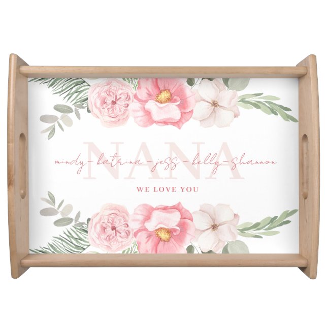 Nana Personalized Floral Serving Tray (Front)