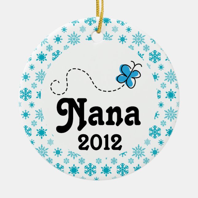 Nana Personalized Snow Christmas Ornament (Front)
