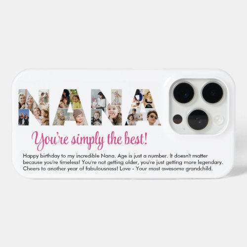 Nana Photo Collage Letter Cutout Grandma Birthday iPhone 15 Pro Case
