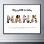 Nana Photo Collage Letter Cutout Grandma Birthday Poster<br><div class="desc">Celebrate the special moments with your grandmother with this Grandma Photo Collage design. This customizable design is perfect for creating a personalized and heartfelt gift for Mother's Day and Birthday celebration. Craft a beautiful collage with the word NANA, featuring cherished moments, creating a visual journey of the precious memories you've...</div>