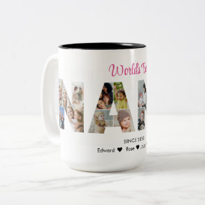 Nana Photo Collage Letter Cutout Grandma Picture Two-Tone Coffee Mug