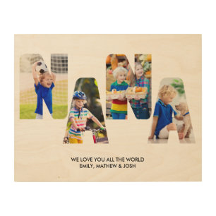 NANA Photo Collage Letter Cutout Rustic Wood Wall Art