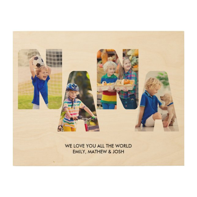 NANA Photo Collage Letter Cutout Rustic Wood Wall Art (Front)