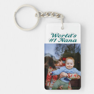 Nana photo green text Mothers Day Keychain