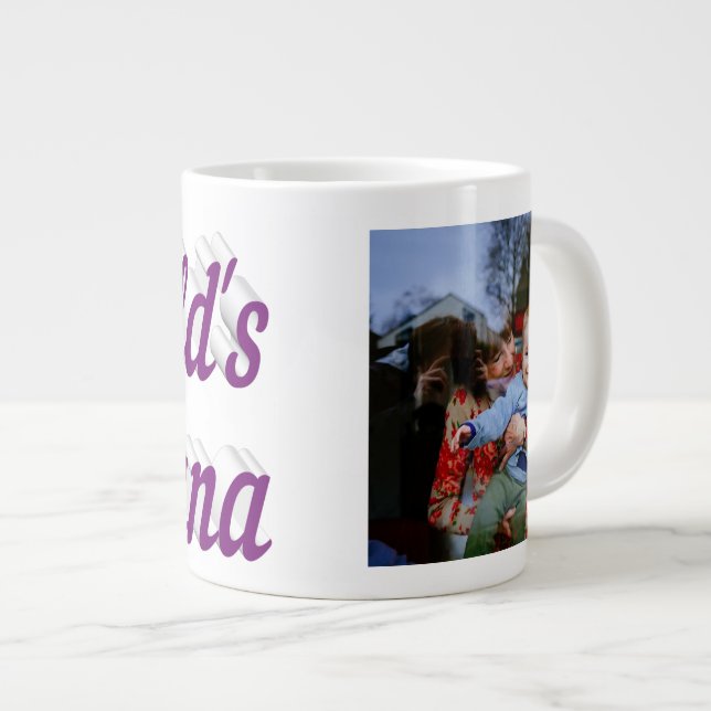 Nana Photo purple text  Mothers Day Giant Coffee Mug (Front Right)