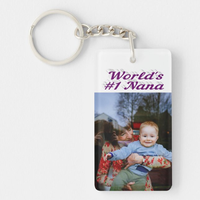 Nana photo purple text Mothers Day Keychain (Front)