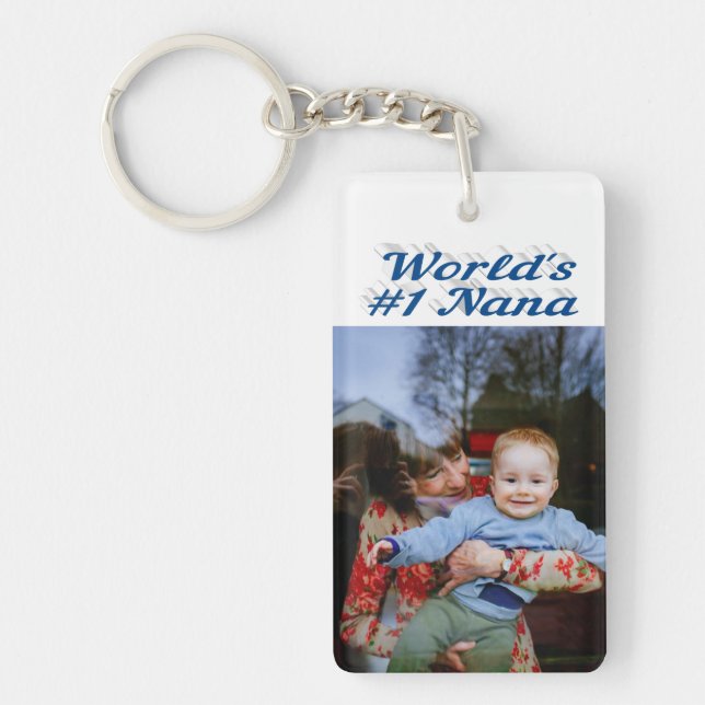 Nana photo sea blue text   keychain (Front)