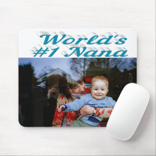 Nana photo sky blue text   mouse pad