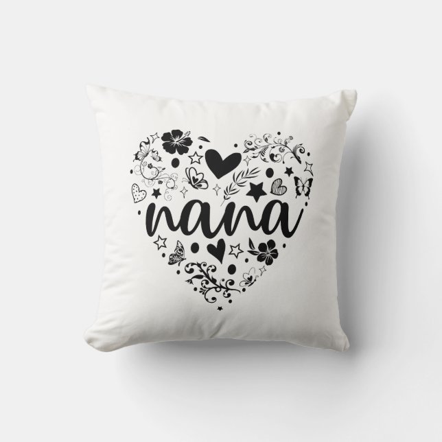 Nana Pillow, Nana Heart, Nana Pillows, Grandma Throw Pillow (Front)