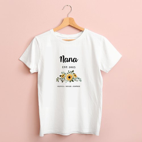 Nana  Pretty Rustic Sunflower and Names T_Shirt