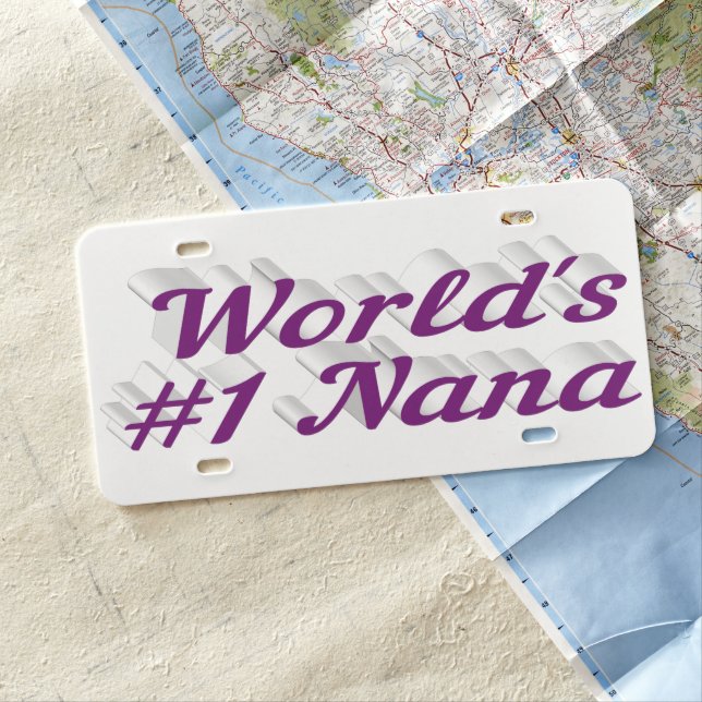 Nana purple text license plate (In Situ)