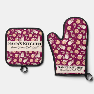 Nana’s Kitchen , Funny Grandmother Oven Mitt & Pot Holder Set