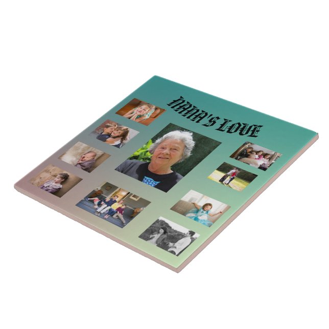 Nana’s Love Pastel Sunrise Photo Collage Design Ceramic Tile (Side)