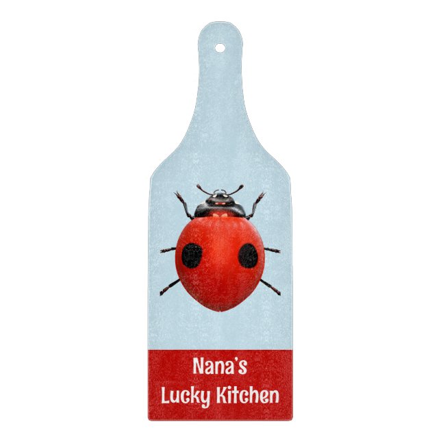 Personalized Nana’s Lucky Kitchen Ladybug Cutting Board