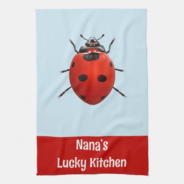 Personalized Nana’s Lucky Kitchen Ladybug Towel