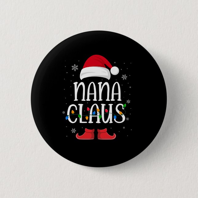 Nana Santa Claus Hat With Xmas Light Christmas  Button (Front)