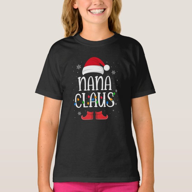Nana Santa Claus Hat With Xmas Light Christmas  T-Shirt (Front)