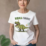 Nana-saurus Dinosaur Theme Fun Kids Birthday Party T-Shirt<br><div class="desc">This super cute Nana-saurus women's unisex t-shirt, designed to match kid's birthday years 1-6, matching family dino designs, is the perfect funny Grandma tee to wear at at your little one's fun Jurassic dinosaur theme birthday party - super cute family photo keepsake moment! Grandma-saurus, Mimi-saurus, and versions of Grandpa-saurus designs...</div>