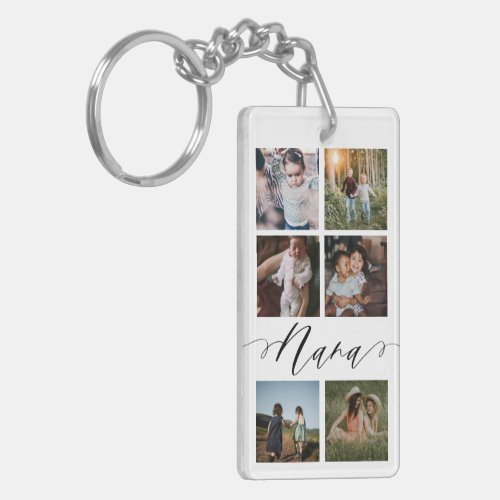 Nana Script  Grandchildren Photo Grid Collage Keychain