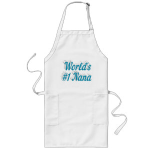 Nana sky blue text long apron