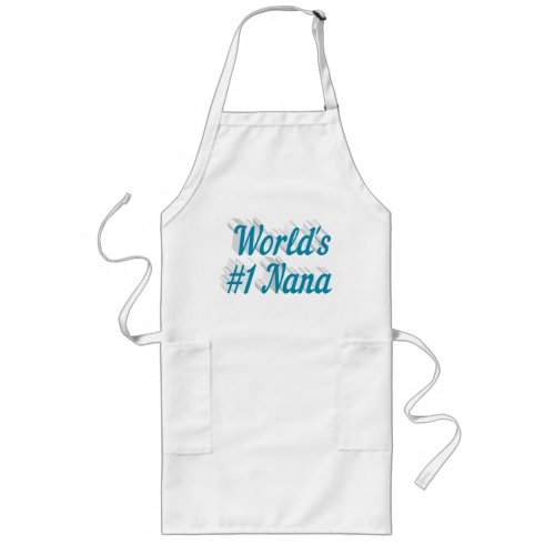 Nana sky blue text long apron