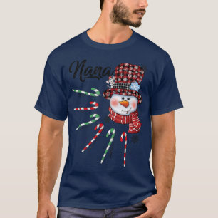 Nana Snowman Candy Cane Red Plaid HatChristmas Gif T-Shirt