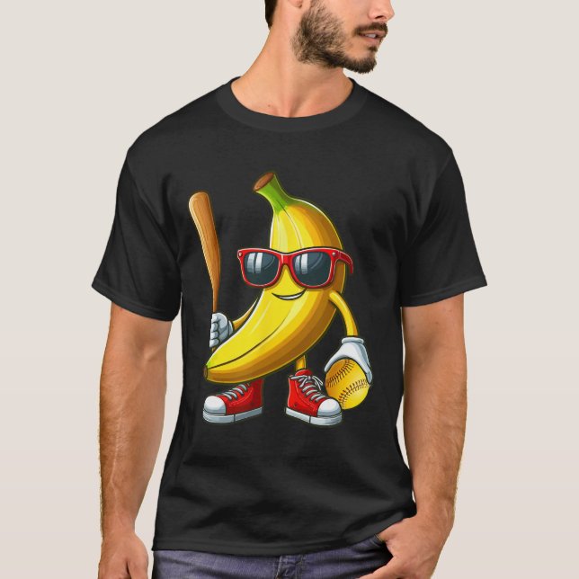 Nana Sungles Playing Softll Funny Fruit Sport Play T-Shirt (Front)