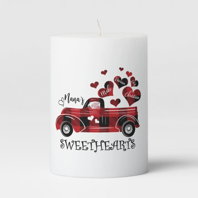 Nana Sweethearts Truck Mike Vivian Lily Christian Pillar Candle (Front)