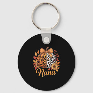 Nana Thanksgiving Leopard Pumpkin Sunflower Coquet Keychain