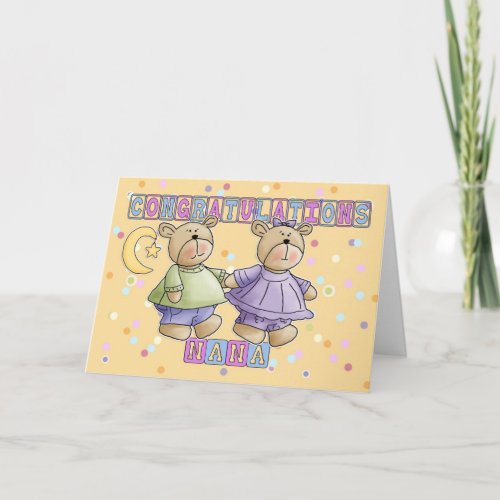 Nana To New Baby Twins Congratulations Card