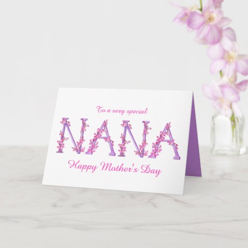 Nana watercolor Orchid custom Mothers day Card