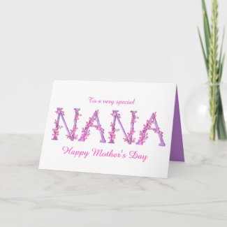 Nana watercolor Orchid custom Mothers day Card