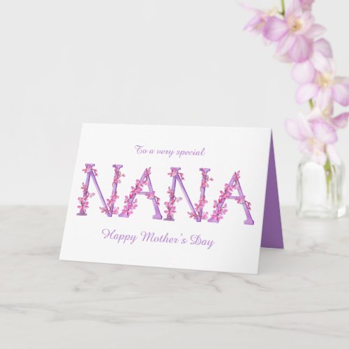 Nana watercolor Orchid custom Mothers Day card