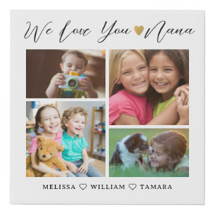 Nana We Love You Grandkids 4 Photo Collage Faux Canvas Print