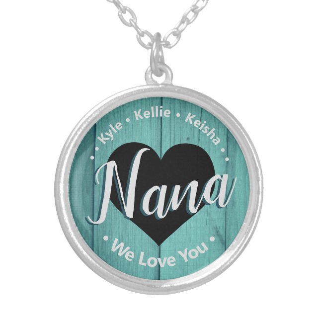 Nana We Love You Grandkids Name Necklace (Front)