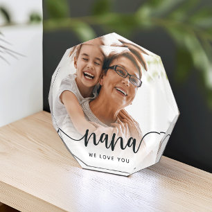 Nana We Love You Grandma Script Overlay Photo Block