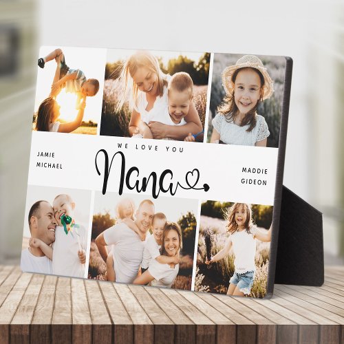 NANA We Love you Hearts Modern 6 Photo Collage  Plaque