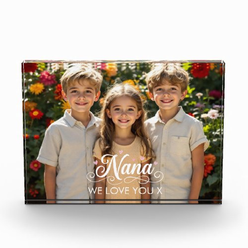 Nana We Love You hearts Photo Block