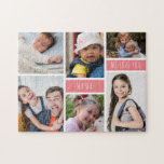 Nana We Love You Photo Collage Jigsaw Puzzle<br><div class="desc">Modern Photo Collage Puzzles Design features 6 photos and Nana We Love You In trendy lettering on a navy background. Perfect gift for nana for mothers day,  Christmas,  grandparents day or birthday etc.</div>