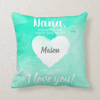 NANA Whenever You Touch This Heart Green Throw Pillow