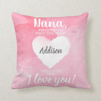 NANA Whenever You Touch This Heart Pink Throw Pillow