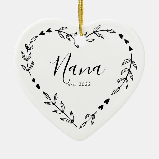 Nana Year Est. Christmas Ceramic Ornament (Front)