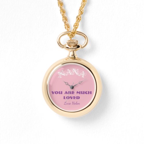 Nana You Are Loved Gift Script Necklace Watch