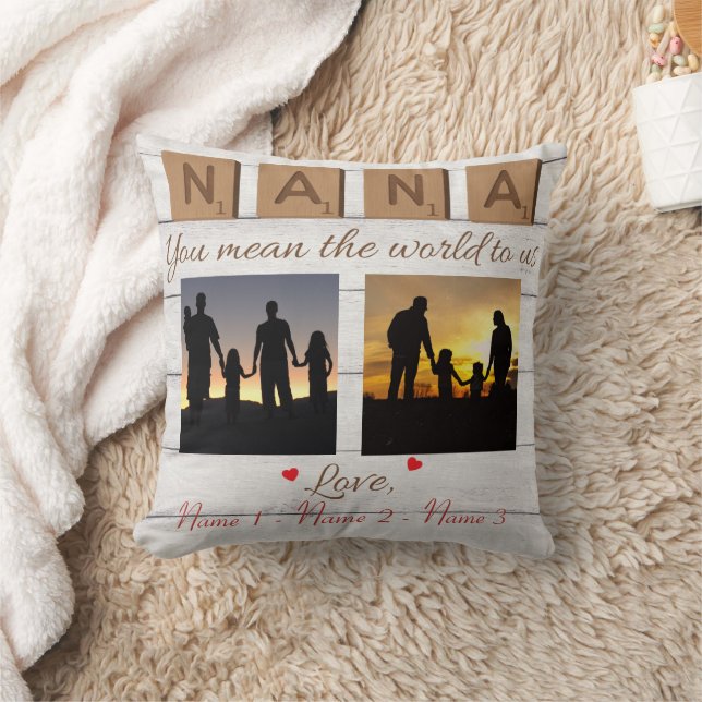Nana You mean the world to us Throw Pillow (Blanket)