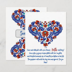 Nana's 80th Birthday / Hungarian Rustic Matyo  RSVP Card