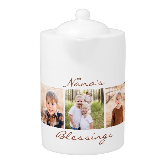 Nana's Blessings Multi-Photo Collage Teapot (Front)